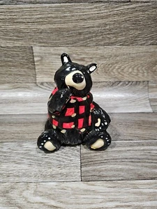 Camicia nera orso ceramica cucina sale spezie shaker rosso nero check alta 5 pollici - Foto 1 di 6