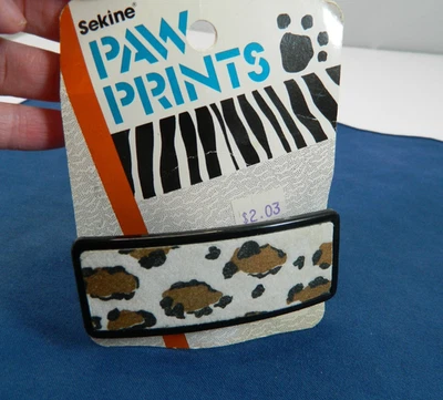Clip de pasador de pelo vintage Sekine estampado de patas leopardo moda nuevo stock antiguo 1989 Foto 1 de 4