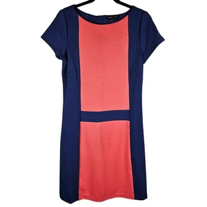 BCBGMAXAZRIA Women's Color Block Sheath Dress - Cobalt Blue Coral - M - Picture 1 of 7