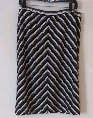 Christopher & Banks Gray, White, Black Textured Diagonal Stripe Skirt XL - Cute! - Image 1 of 4