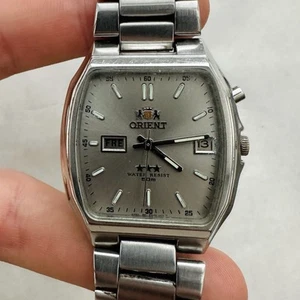 RARE ORIENT 46943 EMAS-CO Crystal Square Automatic Japan Vtg Men’s Wrist Watch - Picture 1 of 16