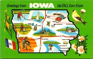 Grüße aus IOWA dem Tall Corn State ILLUSTRIERTE KARTE Postkarte - Bild 1 von 2