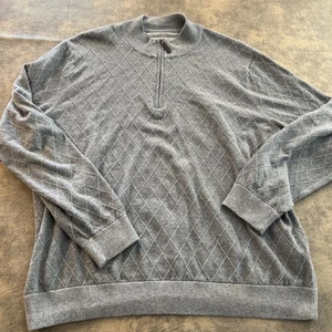 Williams & Kent Sweater Men's XL Gray Cotton Cashmere Textured Diamond Jumper - Picture 1 of 12
