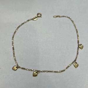 14k Solid Yellow Gold Figaro Chain Link Ankle Bracelet 1.8mm 9”  2.9 Grams - Picture 1 of 5