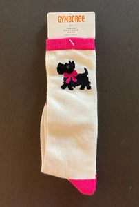 NWT Gymboree Cheery All the Way Sz 5-7 Ivory & Pink Scottie Dog Knee High Socks - Picture 1 of 1