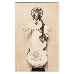 Sacred Heart of Jesus - Real Photo Postcard - 1950s Mexico - Catholic Statue - Imagen 1 de 2