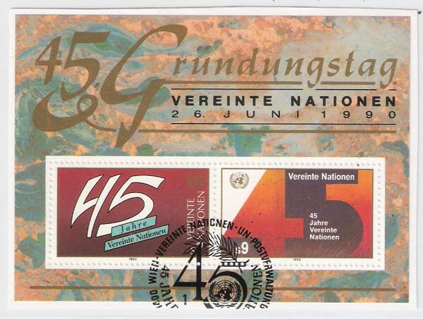 NACIONES UNIDAS (Viena) 1990 Día ONU S/S FU CV $5,50 Foto 1 de 1