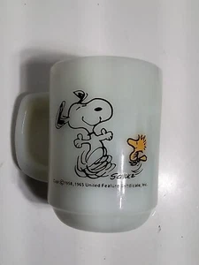 Vintage Peanuts Snoopy Woodstock Fire king Anchor hocking Mug - Picture 1 of 8