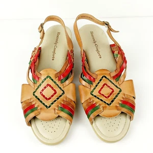 Women's Heavenly Comfort Woven Leather Sandals Southwest Pattern Size 11 N - Picture 1 of 6