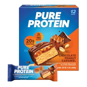 Pure Protein Chocolate Peanut Caramel Protein Bars 12 Count Gluten Free - Picture 1 of 7