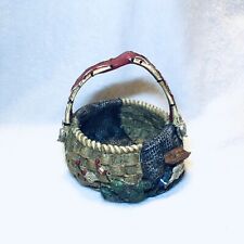 Fishing Basket Ceramic Trinket Holder Basketville Collection Handmade