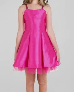 Zoe Kid's Girl's Pink Henley Iridescent Brocade Dress Size 14 - Picture 1 of 3