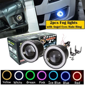 2X 2.5/3/3.5'' Ojos de Ángel Halo Coche Luces Antiniebla Lámpara Proyector DRL COB LED Bombillas - Imagen 1 de 59