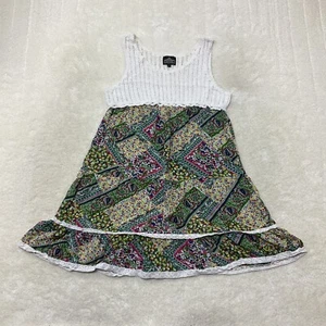 Angie Womens Size M Crochet Top Floral Multicolor Mini Dress Sleeveless - Picture 1 of 9