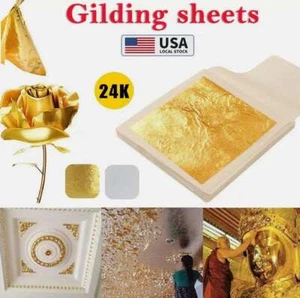 100/300Pcs Sheets Imitation Gold Silver Leaf for Art Gilding Crafting Decoration - Picture 1 of 16