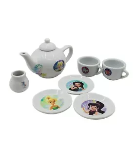 Disney Tinkerbell Fairies miniature tea set 3 saucers 2 cups & teapot kids - Picture 1 of 9