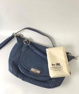 Coach Blue Woven Leather Handbag - Picture 1 of 6