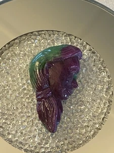Rare! 63.96ct Tri-Colour Ruby With Zoisite Carving Of A Woman. - Picture 1 of 12