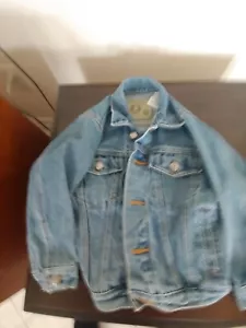 Kids Vintage Arizona Jean Denim Jacket Size Medium 5 Light Wash Distressing - Picture 1 of 2