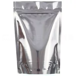 Bolsas de pie plateadas - 8 oz - 6"" x 9"" x 3"" - bolsas con cremallera resellables - Imagen 1 de 5