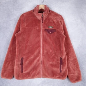 LL Bean Fleece Jacket Womens Medium Pink Full Zip High Pile Fleece Sherpa Hike - Picture 1 of 22