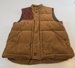 Orvis Men's XL Corduroy Puffer Vest w/ Leather Patch Hunting Sportsman - Picture 1 of 11