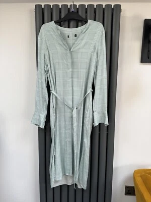   New Ex Chain Store green & ivory checked shirt dress size 8 - Image 1 of 4