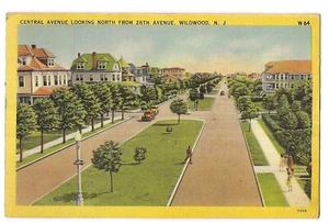 CENTRAL AVENUE From 26th Ave Street Scene WILDWOOD Postcard NJ Linen 1946 - Picture 1 of 2