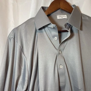Collars And Co Shirt Mens Large Gray Solid Performance Golf Commuter Stretch - Picture 1 of 10