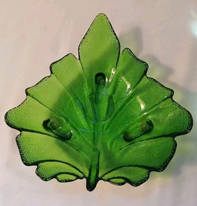 Unique Boho Leaf Shaped Decorative Glass Dish Vtg Whimsical Cottagecore Fairy  - Picture 1 of 23