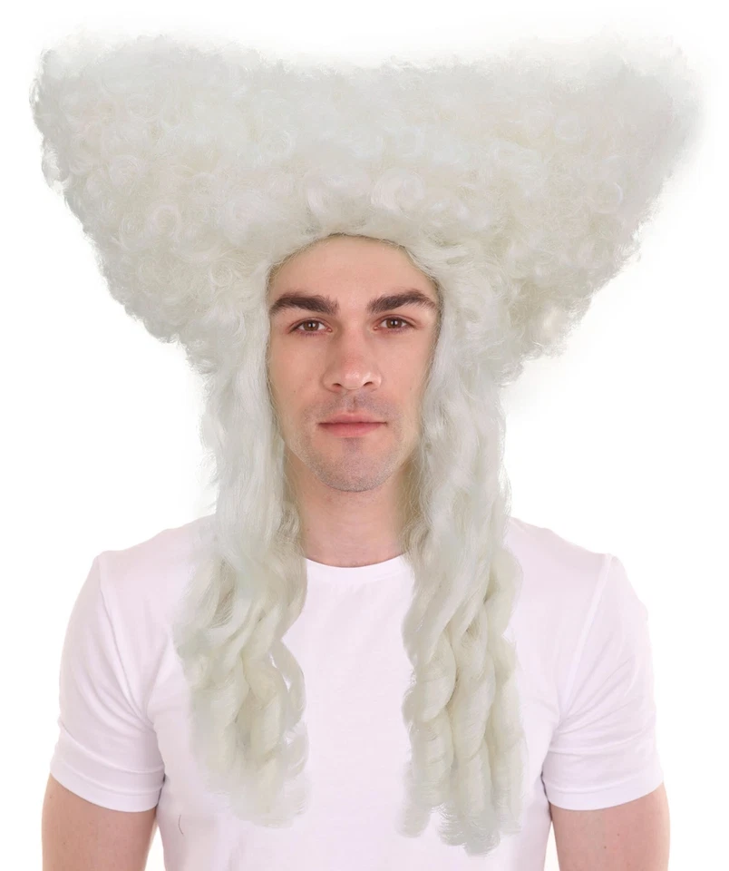Peluca de caballero colonial blanca rizada histórica para hombre para Halloween Foto 1 de 4