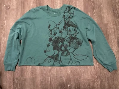 Sudadera corta para mujer Disney Mickey Mouse caricatura gráfica verde talla XXL Foto 1 de 4