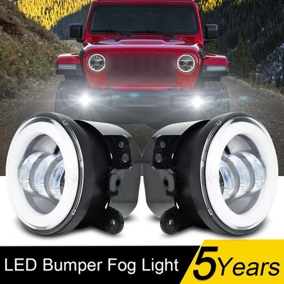 一对黑色 4 英寸 LED 雾灯灯适用于吉普牧马人 JK TJ LJ 道奇 Journey — 第 1/4 张图片