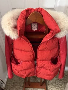 CCI & CO Women Red Size S Fur Trimmed Hood Puffer Jacket - Picture 1 of 5