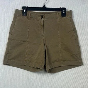 J. Jill Women’s Brown Khaki Cotton Blend Casual Shorts Size 8 Outdoor Pockets - Picture 1 of 8