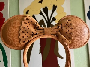 DISNEY Parks Western Desert Suede Bow Faux Leather Minnie Mouse Ears Headband - Picture 1 of 7