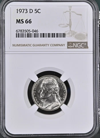 1973-D Jefferson Nickel - NGC MS66 Cover