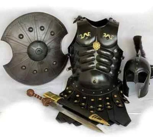 Troja Achilles Rüstung Mittelalter Ritter Kreuzritter Spartaner Jacke, Schild & Helm - Bild 1 von 4