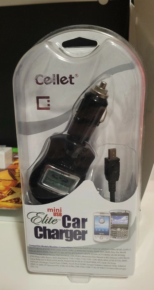 Cellet Black Elite Micro USB Cable Car Charger. New & Sealed in Package. - Image 1 of 1