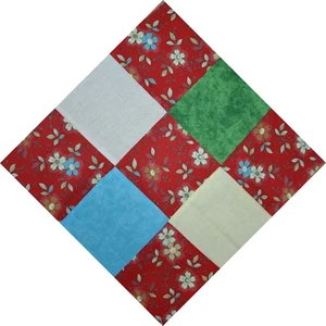 BLOQUES DE EDREDÓN-9 Parche-Rojo,Crema,Amarillo,Aqua,Verde- 12" Cuadrado HECHO A MANO EN ESTADOS UNIDOS (F11C) - Imagen 1 de 1