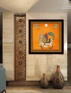 Pichwai Gemälde - Traditionelle indische Kunst von Kam Dhenu Wandmalerei - Bild 1 von 6