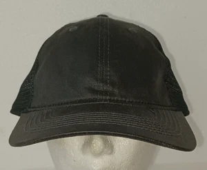 Port Authority Black Waxed Mesh Back Trucker Cap C927 NWOT Hook and Loop - Picture 1 of 6