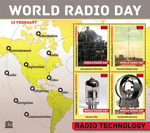 Micronesia - 2013 - UN WORLD RADIO DAY - Sheet of 4 Stamps - MNH Cover