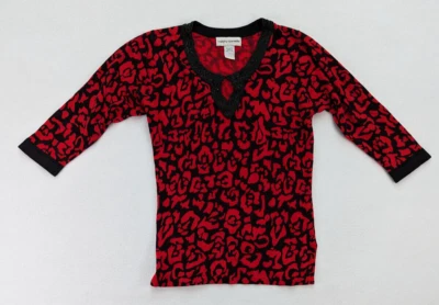 Женский свитер Cathy Daniels размер S красный черный с принтом рукав 3/4 вырез из бисера - Изображение 1 из 4