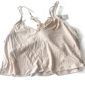 NWT Aerie Ribbed Floral Lace Racerback Bralette Bra Nude Size Medium M NEW - Picture 1 of 11