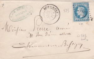 LETTRE YT 29B 1869 BOURMONT GC 583 POUR CHAUMONT EN BASSIGNY 52 HAUTE MARNE - Picture 1 of 1