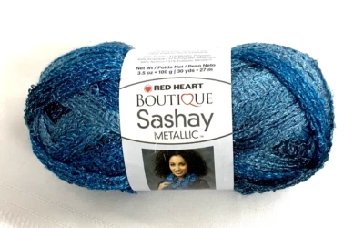 NEW Red Heart Boutique SASHAY METALLIC~Ribbon Yarn~AQUAMARINE #9951  3.5oz - Image 1 of 4