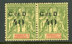 Guadeloupe 1900 French Colony 40¢/1 Franc Carmine SG #56a Tete Beche Mint D981 - Picture 1 of 2