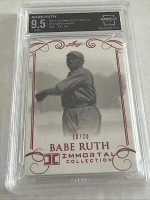 2017 Leaf Babe Ruth #41 Immortal Collection RED FOIL /20 GRADED ARENA CLUB 9.5 - Image 1 of 4