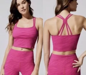 Carbon 38 rosa Zebramuster gerippter Sport-BH/crop Tank Gr. S EUC - Bild 1 von 4
